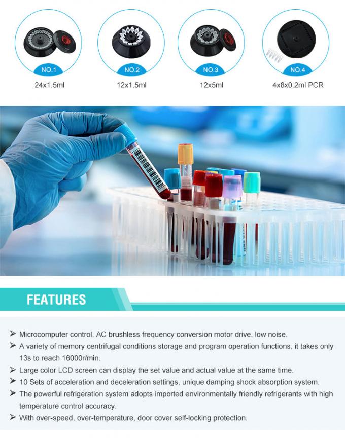 高速テーブルトップベンチトップ冷蔵した遠心分離機 TGL-16 16000r/min, 21532xg, 90ml容量, -20°Cから+40°C 2